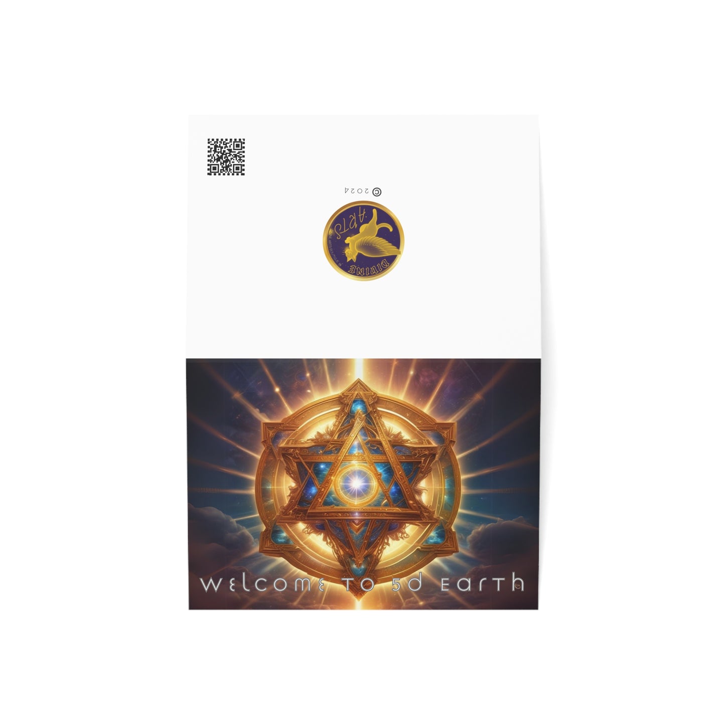 Greeting Cards (10, 30, & 50, 5" x 7" Double Coated), Earth 5D, Merkaba Art, Earth Chakra, Golden Age, Ascension, Digital Art, Christmas, Holiday Earth Day, Rumi Sufi Mystic Inspirational Poetry Quotes, Gift for Him or Her, by Divine Arts