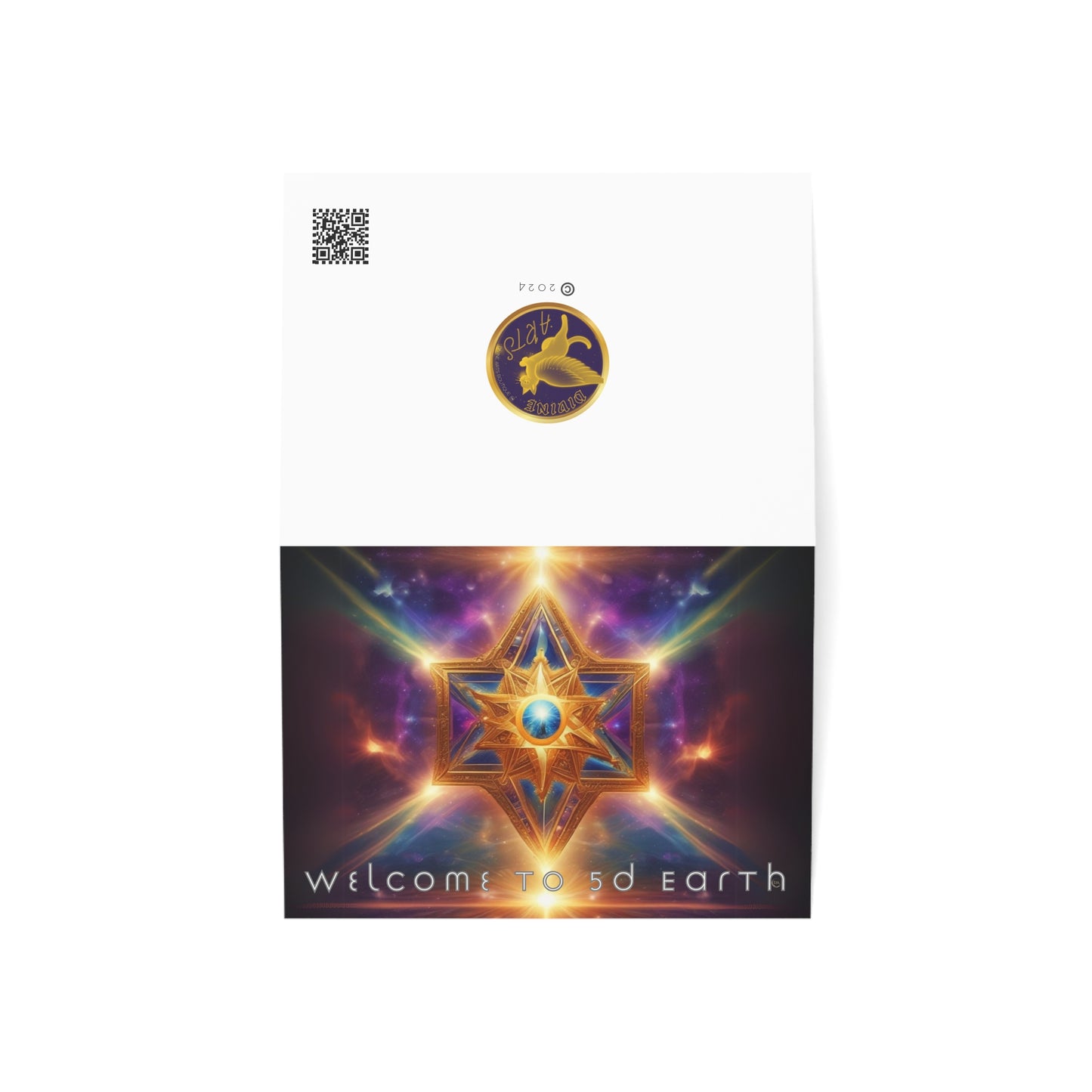 Greeting Cards (10, 30, & 50, 5" x 7" Double Coated), Earth 5D, Merkaba Art, Earth Chakra, Golden Age, Ascension, Digital Art, Christmas, Holiday Earth Day, Rumi Sufi Mystic Inspirational Poetry Quotes, Gift for Him or Her, by Divine Arts