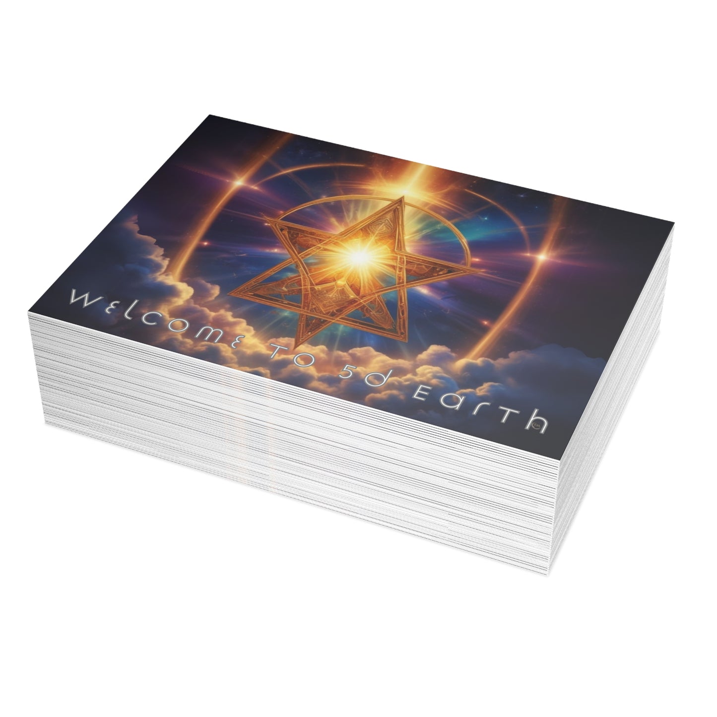 Greeting Cards (10, 30, & 50, 5" x 7" Double Coated), Earth 5D, Merkaba Art, Earth Chakra, Golden Age, Ascension, Digital Art, Christmas, Holiday Earth Day, Rumi Sufi Mystic Inspirational Poetry Quotes, Gift for Him or Her, by Divine Arts