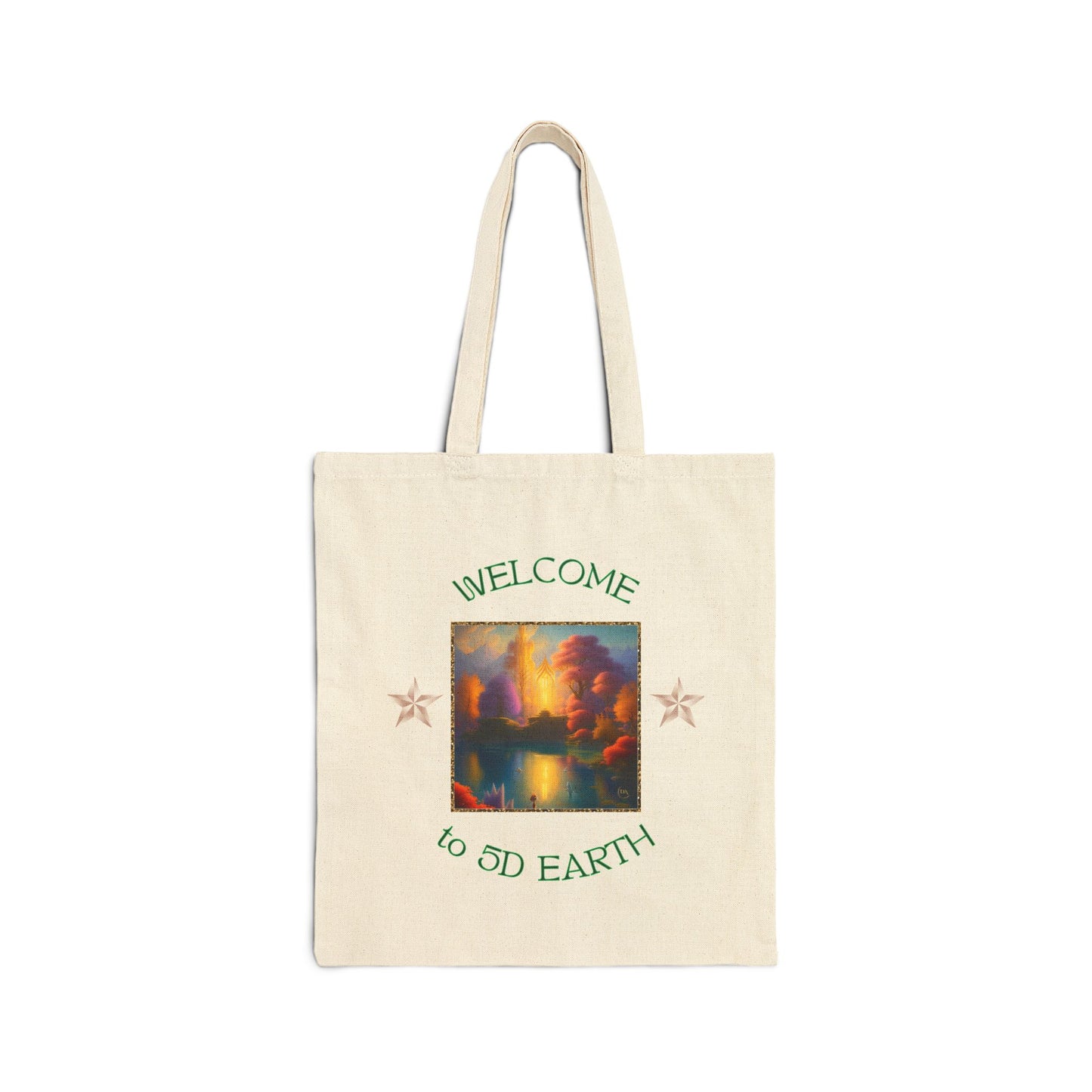 Divine Arts 100% Cotton Canvas Compact Lightweight Spiritual Fantasy Utopia Earth 5D Freedom Ascension Art Tote Bag