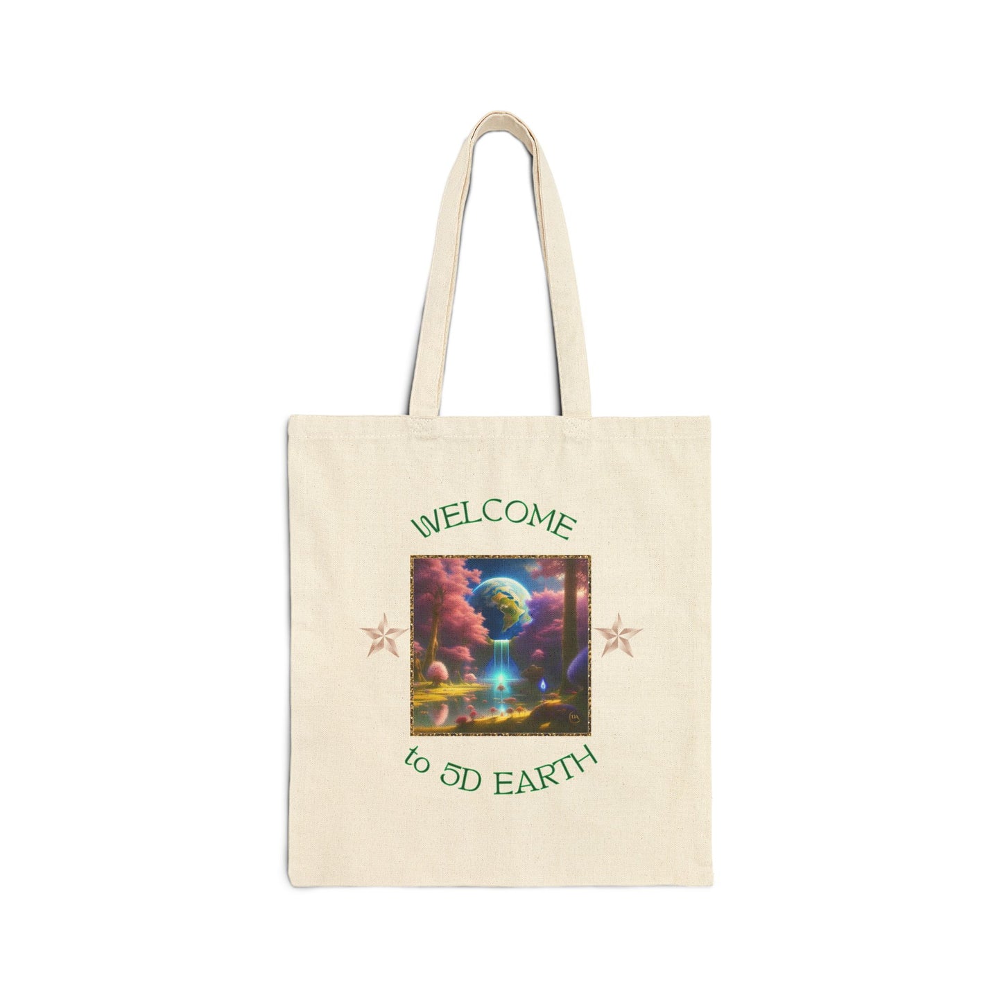 Divine Arts 100% Cotton Canvas Compact Lightweight Spiritual Fantasy Utopia Earth 5D Freedom Ascension Art Tote Bag