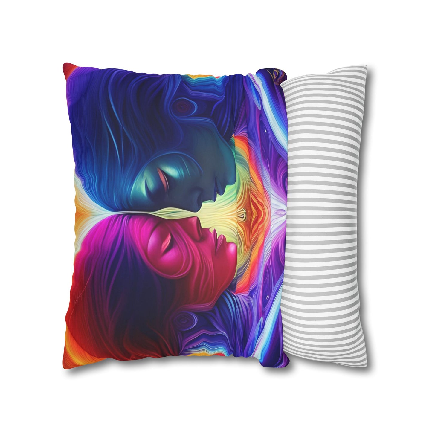 Divine Arts Psychedelic Fantasy Hierogamic Divine Union Kingdom Within Double-Sided Print Rainbow Colors Faux Suede Square Pillow Cover