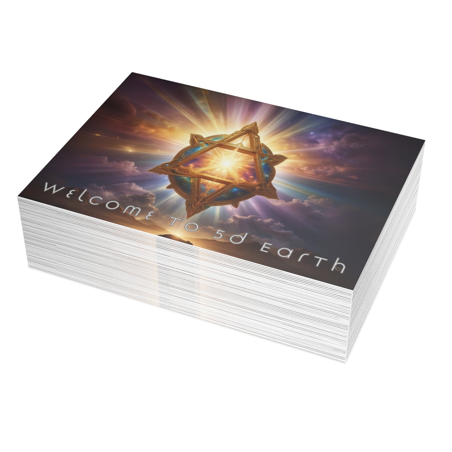 Greeting Cards (10, 30, & 50, 5" x 7" Double Coated), Earth 5D, Merkaba Art, Earth Chakra, Golden Age, Ascension, Digital Art, Christmas, Holiday Earth Day, Rumi Sufi Mystic Inspirational Poetry Quotes, Gift for Him or Her, by Divine Arts