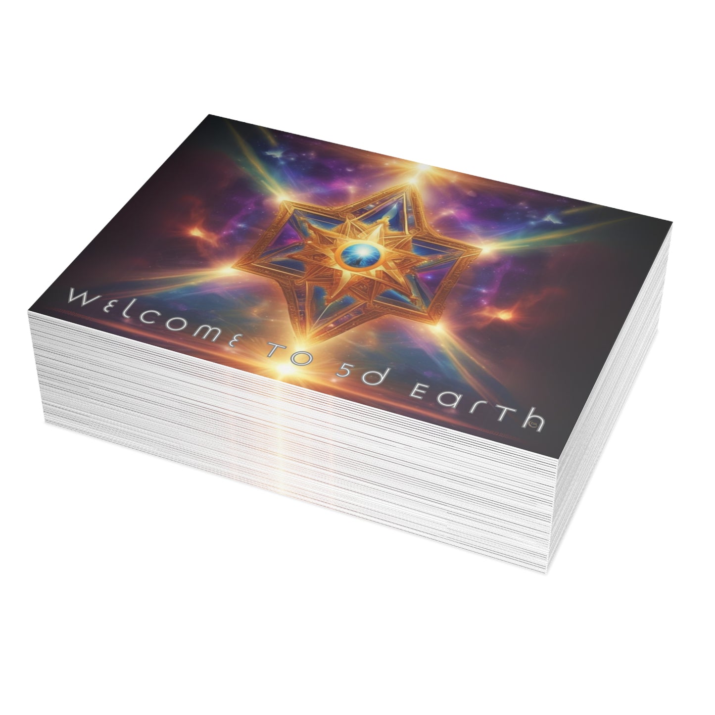 Greeting Cards (10, 30, & 50, 5" x 7" Double Coated), Earth 5D, Merkaba Art, Earth Chakra, Golden Age, Ascension, Digital Art, Christmas, Holiday Earth Day, Rumi Sufi Mystic Inspirational Poetry Quotes, Gift for Him or Her, by Divine Arts
