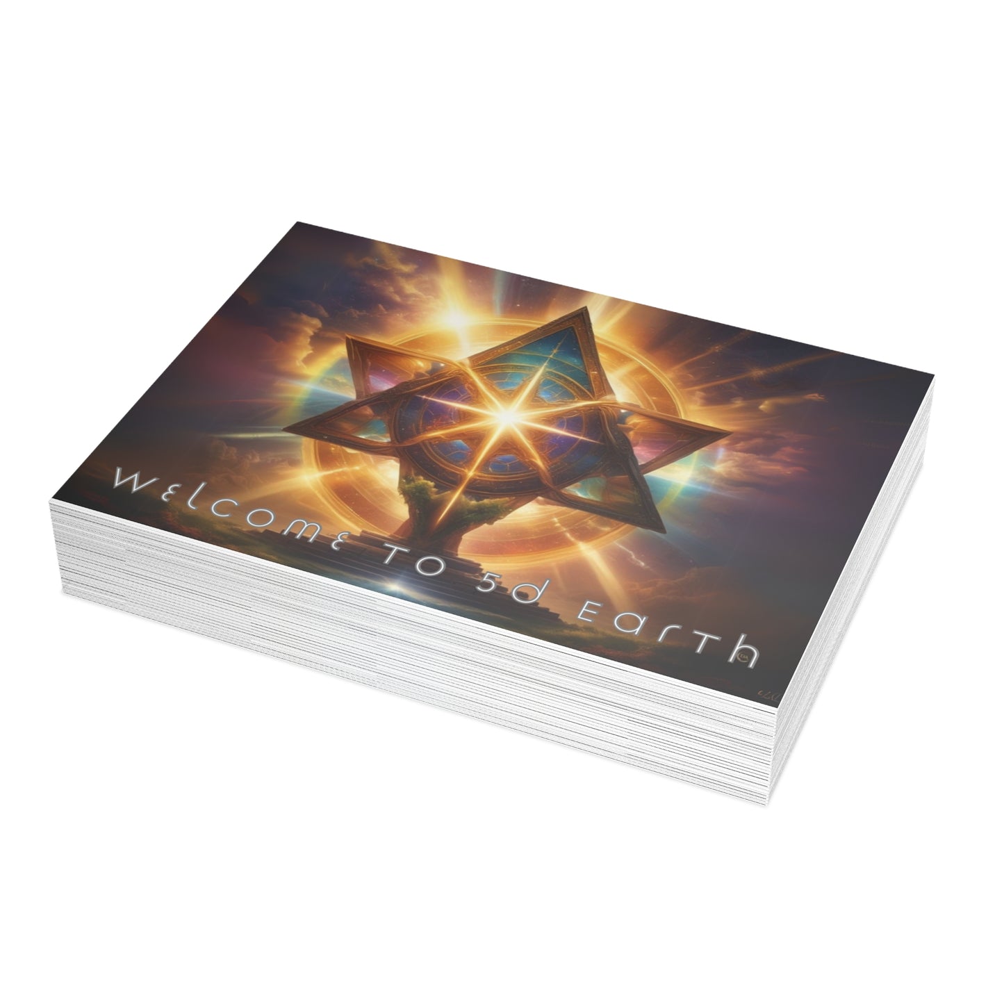 Greeting Cards (10, 30, & 50, 5" x 7" Double Coated), Earth 5D, Merkaba Art, Earth Chakra, Golden Age, Ascension, Digital Art, Christmas, Holiday Earth Day, Rumi Sufi Mystic Inspirational Poetry Quotes, Gift for Him or Her, by Divine Arts