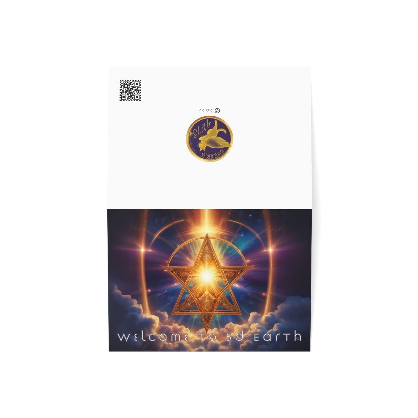 Greeting Cards (10, 30, & 50, 5" x 7" Double Coated), Earth 5D, Merkaba Art, Earth Chakra, Golden Age, Ascension, Digital Art, Christmas, Holiday Earth Day, Rumi Sufi Mystic Inspirational Poetry Quotes, Gift for Him or Her, by Divine Arts