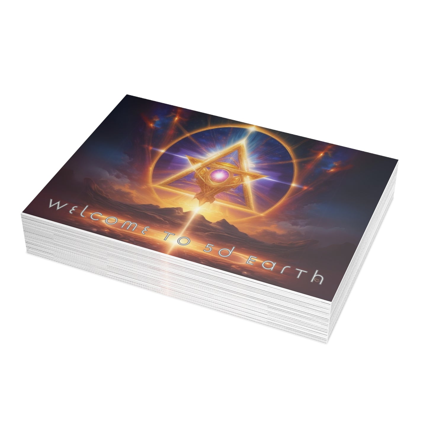 Greeting Cards (10, 30, & 50, 5" x 7" Double Coated), Earth 5D, Merkaba Art, Earth Chakra, Golden Age, Ascension, Digital Art, Christmas, Holiday Earth Day, Rumi Sufi Mystic Inspirational Poetry Quotes, Gift for Him or Her, by Divine Arts
