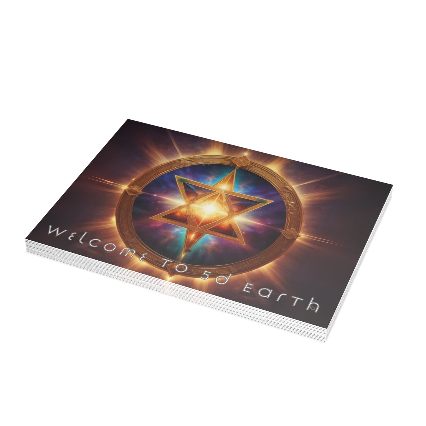 Greeting Cards (10, 30, & 50, 5" x 7" Double Coated), Earth 5D, Merkaba Art, Earth Chakra, Golden Age, Ascension, Digital Art, Christmas, Holiday Earth Day, Rumi Sufi Mystic Inspirational Poetry Quotes, Gift for Him or Her, by Divine Arts