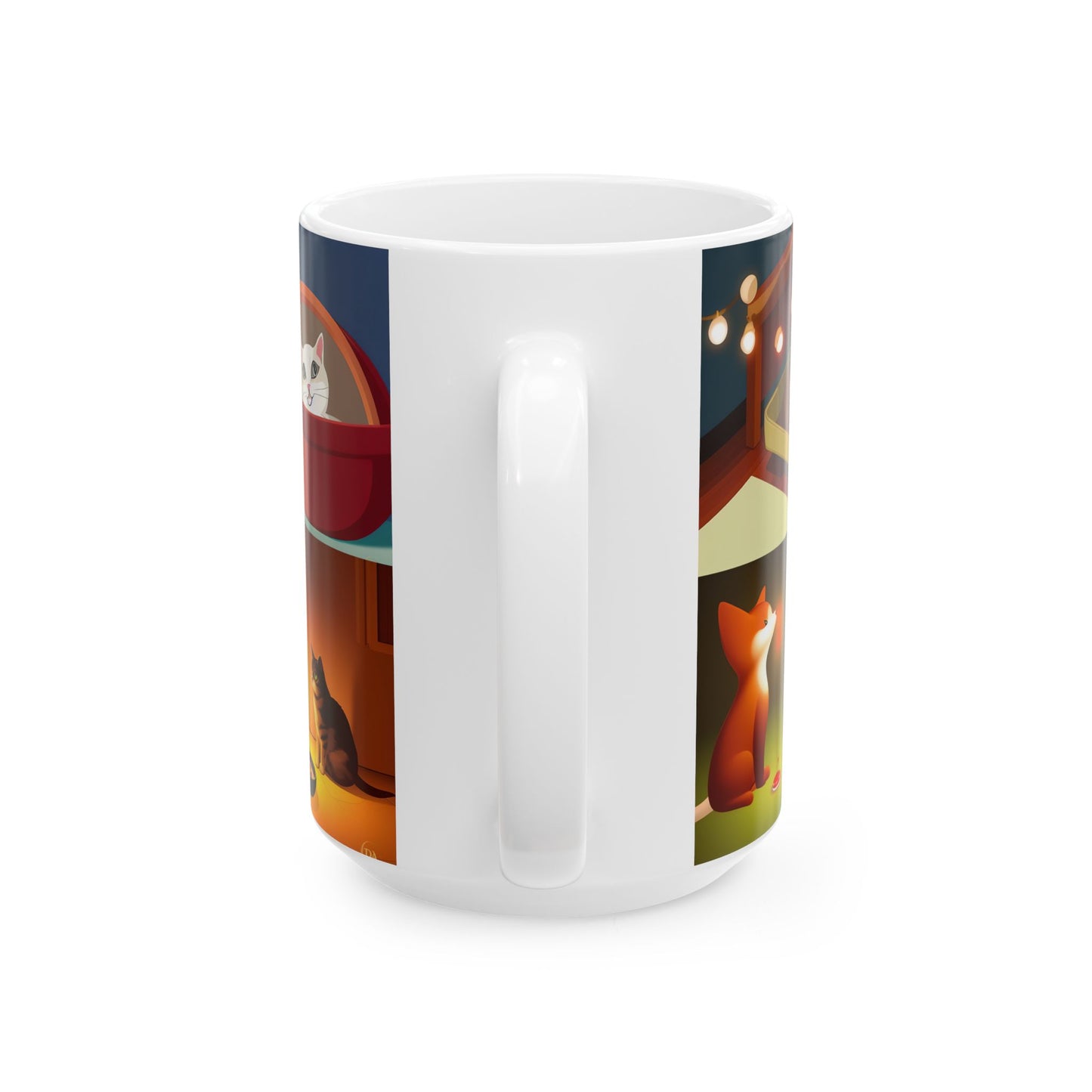 Cat Lover Ceramic Mug (11 oz, 15 oz) - Daily Life of Cats Animation Vignettes Pet Gift for Him or Her by Divine Arts