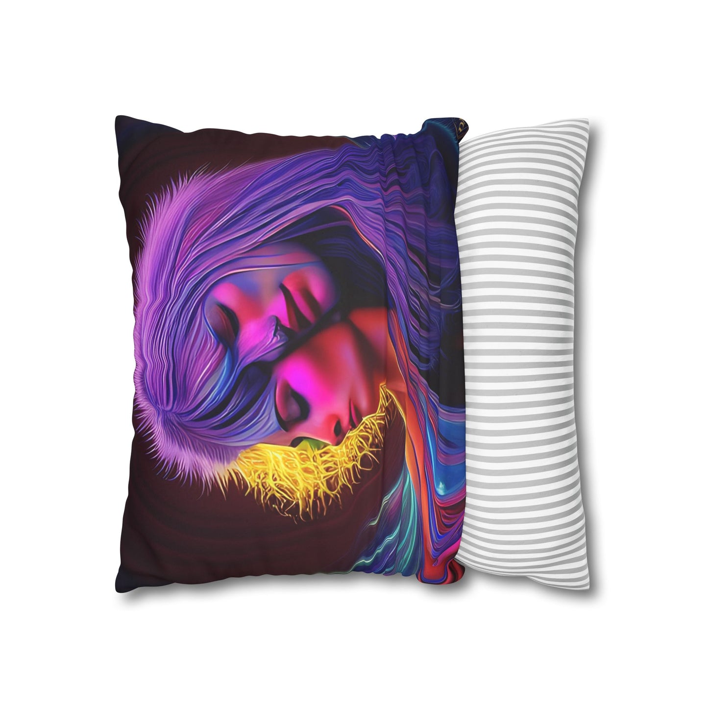 Divine Arts Psychedelic Fantasy Hierogamic Divine Union Kingdom Within Double-Sided Print Rainbow Colors Faux Suede Square Pillow Cover