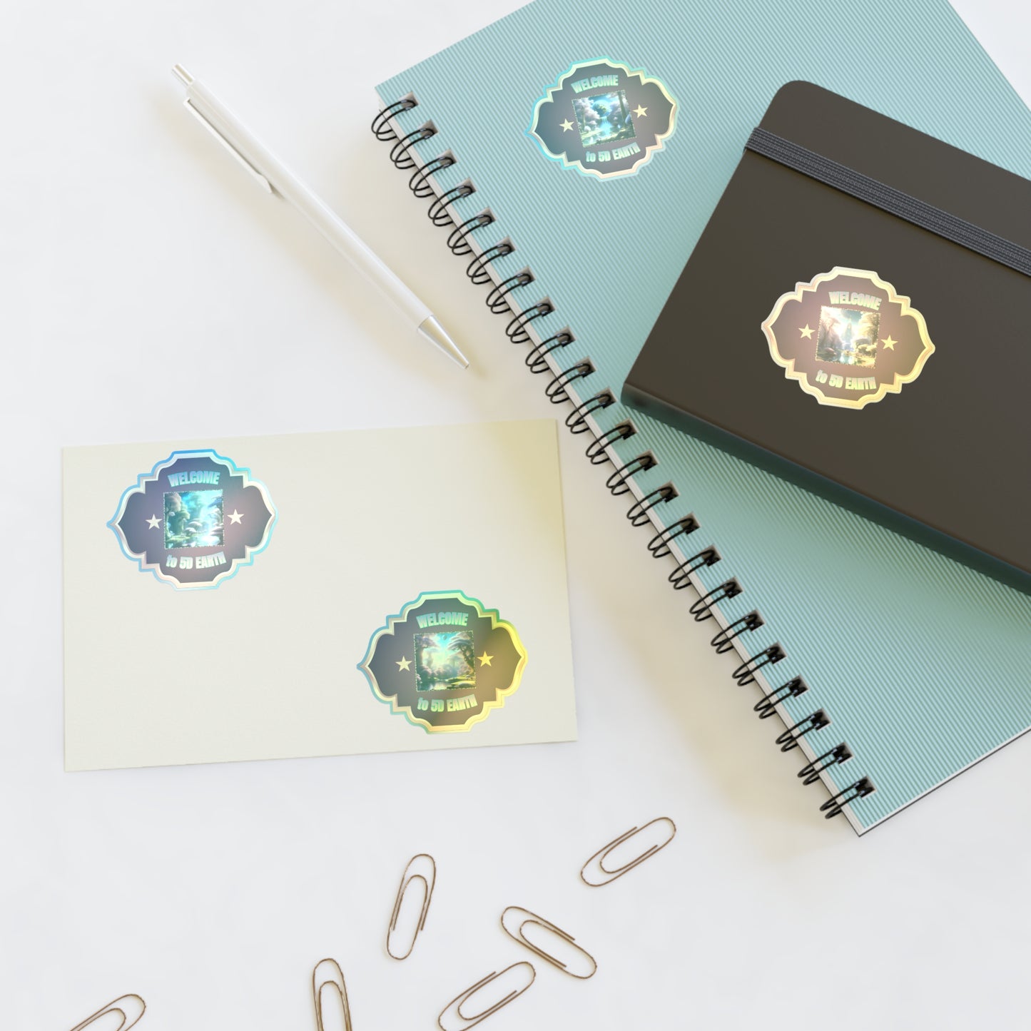 Vinyl 5D Earth Sticker Sheets (6x4) - Colorful Vibrant Scenes of 5D Earth in Crystal Ascension, Idyllic Utopian Landscapes &  Scenic Views of Nature & Purified Planet by Divine Arts