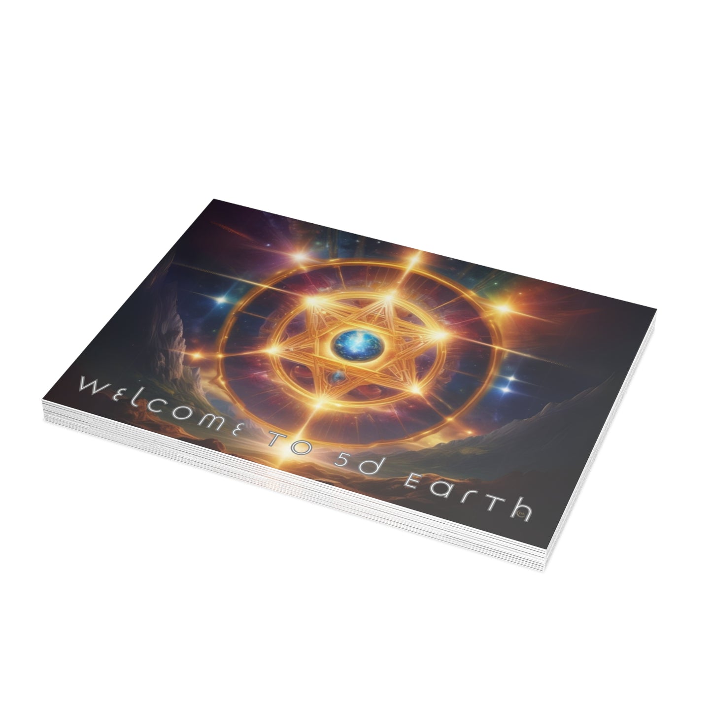 Greeting Cards (10, 30, & 50, 5" x 7" Double Coated), Earth 5D, Merkaba Art, Earth Chakra, Golden Age, Ascension, Digital Art, Christmas, Holiday Earth Day, Rumi Sufi Mystic Inspirational Poetry Quotes, Gift for Him or Her, by Divine Arts