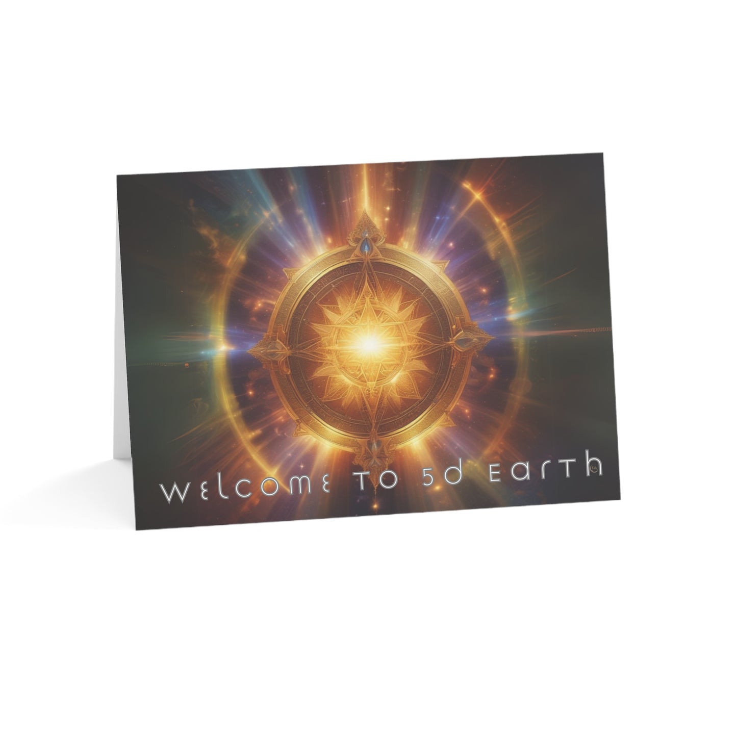 Greeting Cards (10, 30, & 50, 5" x 7" Double Coated), Earth 5D, Merkaba Art, Earth Chakra, Golden Age, Ascension, Digital Art, Christmas, Holiday Earth Day, Rumi Sufi Mystic Inspirational Poetry Quotes, Gift for Him or Her, by Divine Arts