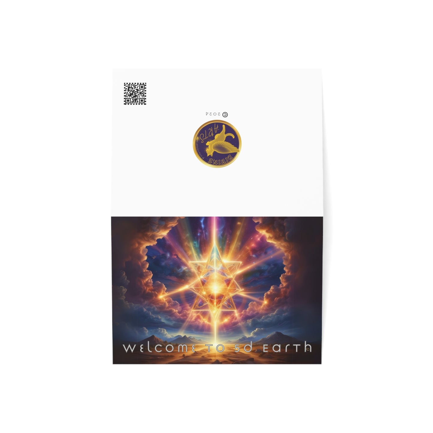 Greeting Cards (10, 30, & 50, 5" x 7" Double Coated), Earth 5D, Merkaba Art, Earth Chakra, Golden Age, Ascension, Digital Art, Christmas, Holiday Earth Day, Rumi Sufi Mystic Inspirational Poetry Quotes, Gift for Him or Her, by Divine Arts