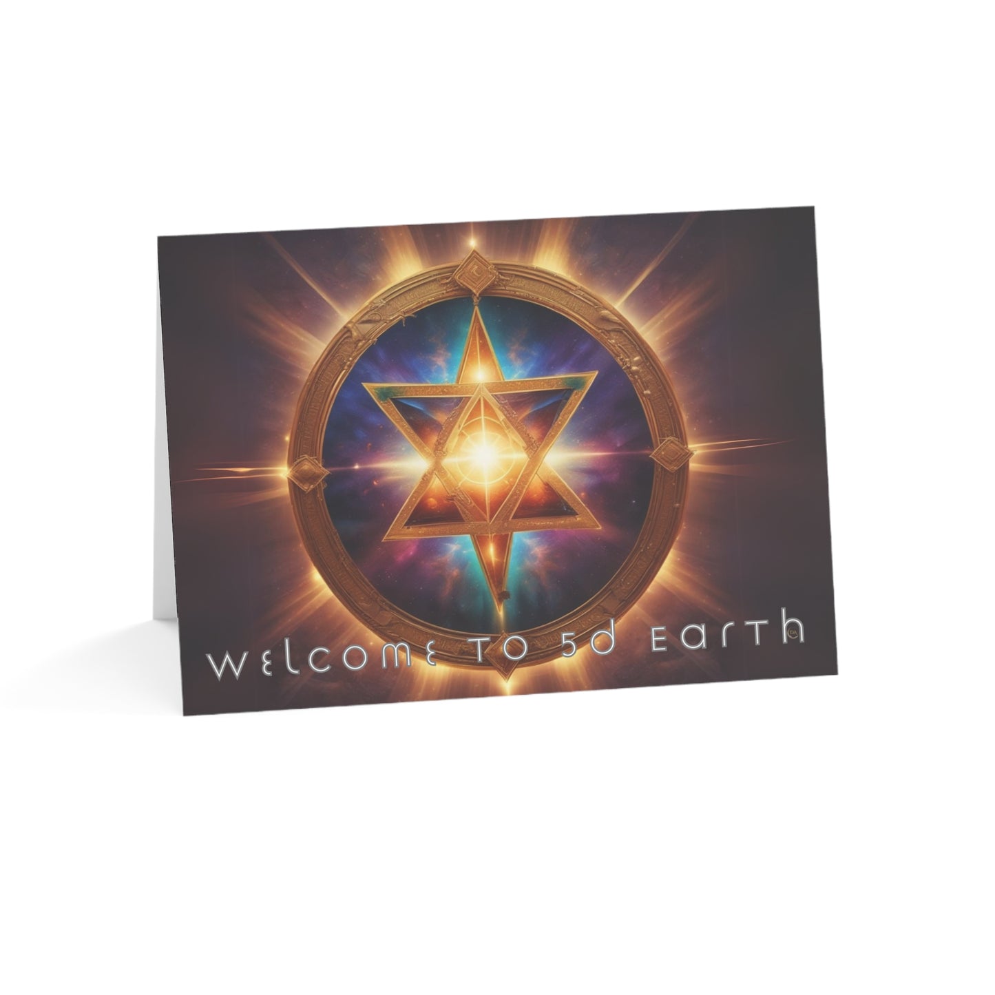 Greeting Cards (10, 30, & 50, 5" x 7" Double Coated), Earth 5D, Merkaba Art, Earth Chakra, Golden Age, Ascension, Digital Art, Christmas, Holiday Earth Day, Rumi Sufi Mystic Inspirational Poetry Quotes, Gift for Him or Her, by Divine Arts