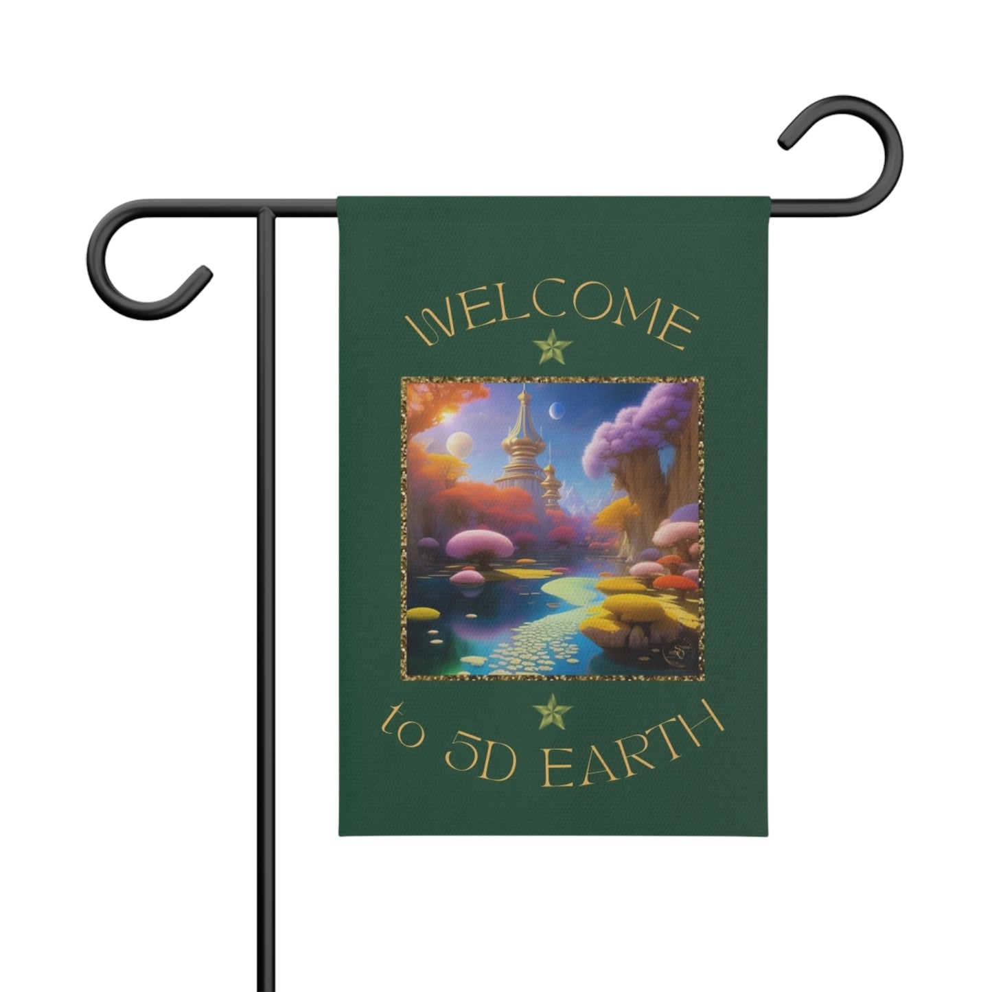 Divine Arts Garden Banner 100% Polyester 100% Weatherproof Water Resistant Fade Resistant 12" x 18" Double-Sided for Earth 5D Unity Consciousness Everyday is Earth Day Inspiration Garden Deoor Lightworker Yard Art