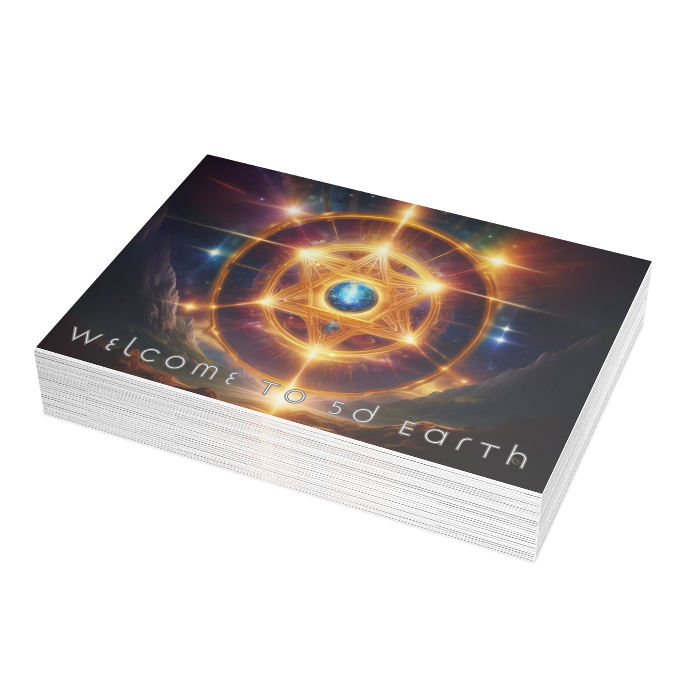 Greeting Cards (10, 30, & 50, 5" x 7" Double Coated), Earth 5D, Merkaba Art, Earth Chakra, Golden Age, Ascension, Digital Art, Christmas, Holiday Earth Day, Rumi Sufi Mystic Inspirational Poetry Quotes, Gift for Him or Her, by Divine Arts