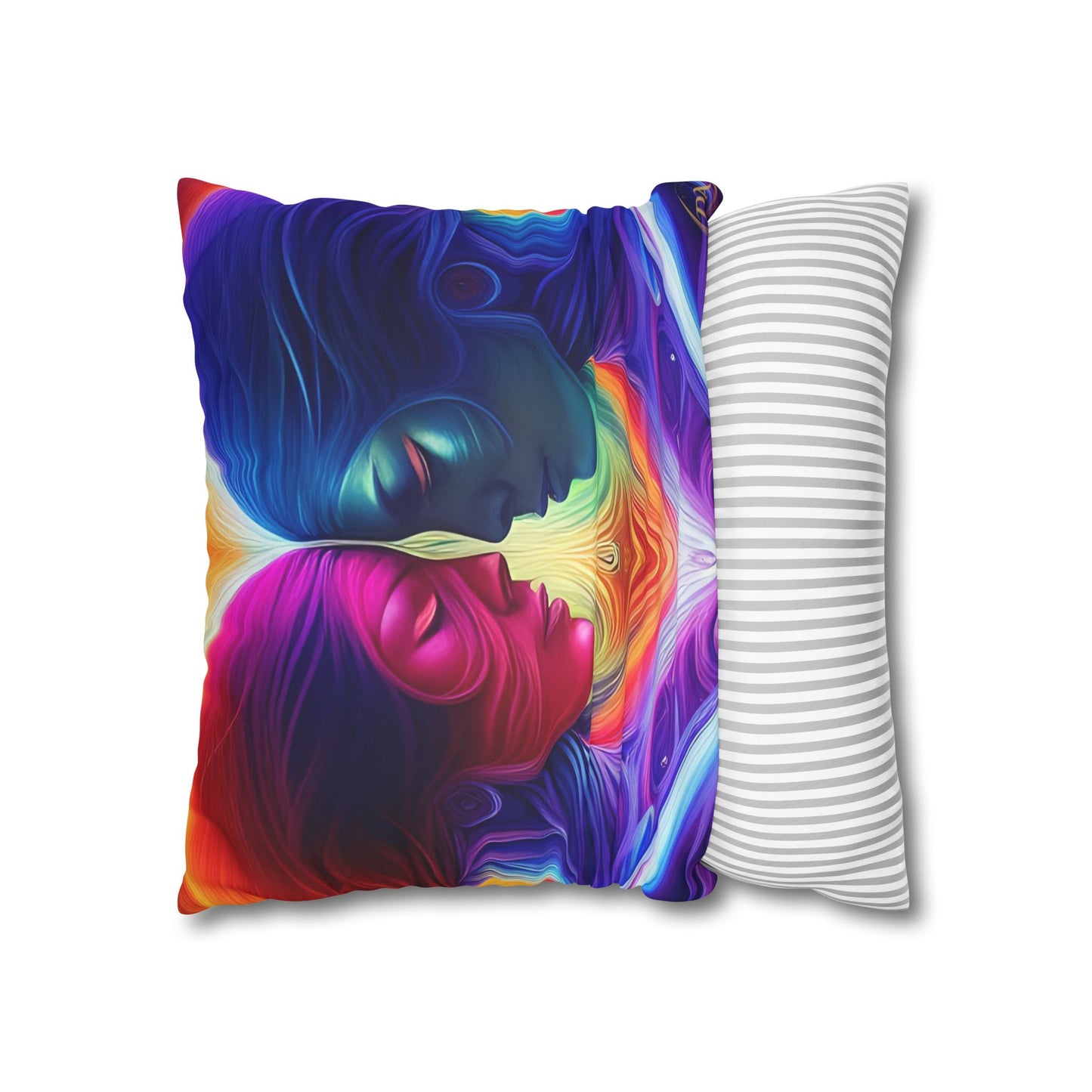 Divine Arts Psychedelic Fantasy Hierogamic Divine Union Kingdom Within Double-Sided Print Rainbow Colors Faux Suede Square Pillow Cover