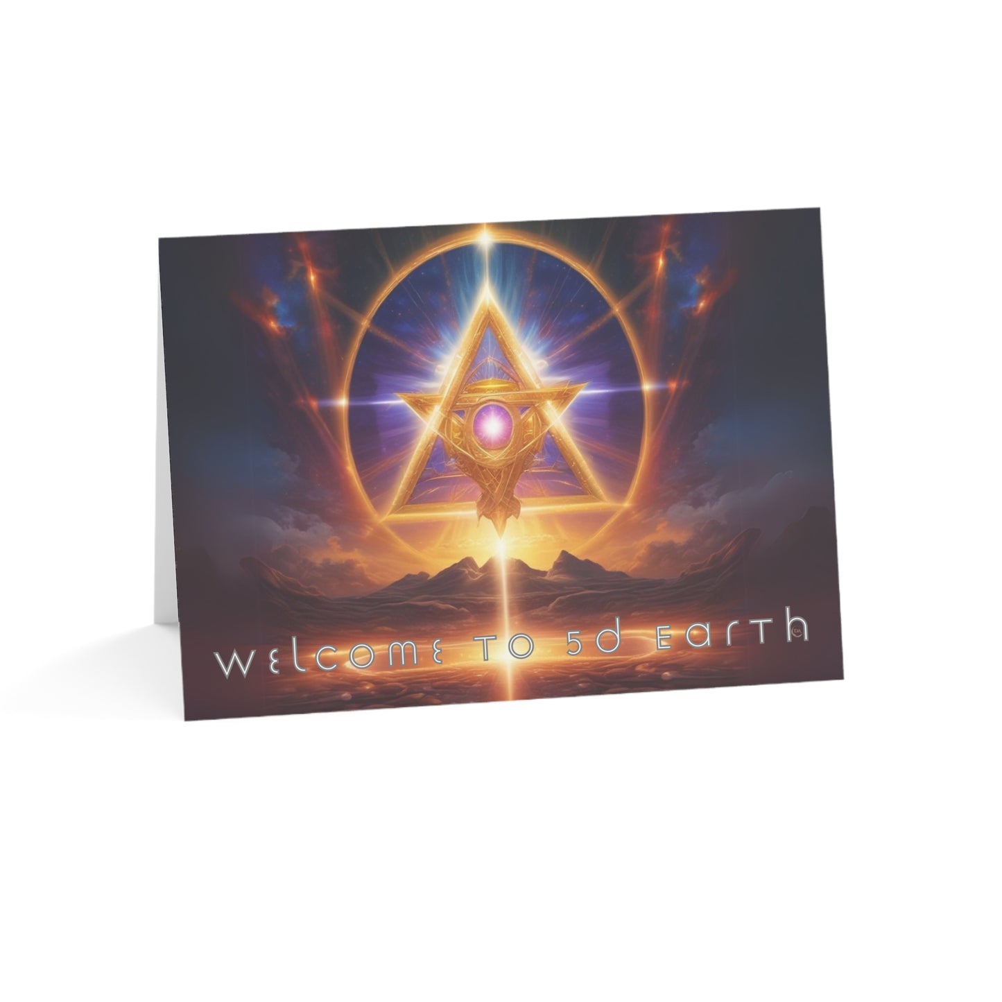 Greeting Cards (10, 30, & 50, 5" x 7" Double Coated), Earth 5D, Merkaba Art, Earth Chakra, Golden Age, Ascension, Digital Art, Christmas, Holiday Earth Day, Rumi Sufi Mystic Inspirational Poetry Quotes, Gift for Him or Her, by Divine Arts