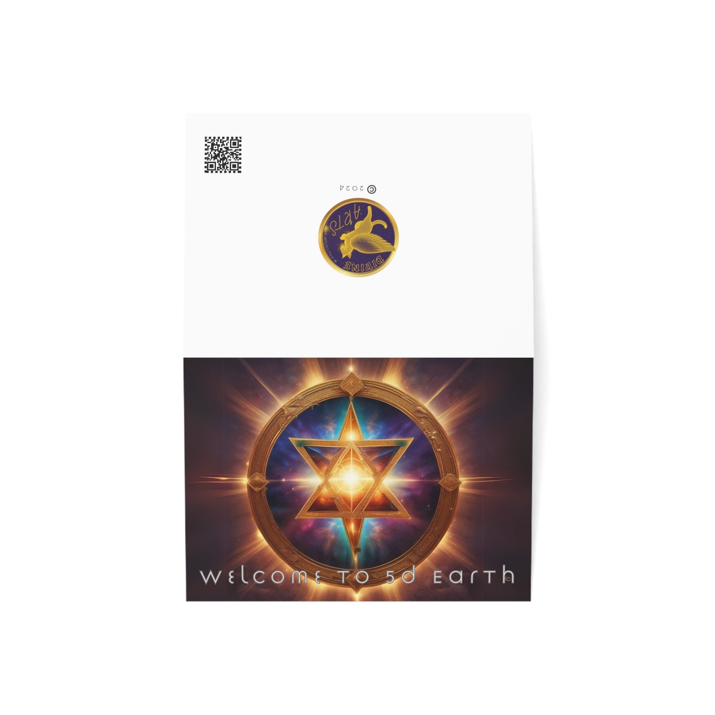 Greeting Cards (10, 30, & 50, 5" x 7" Double Coated), Earth 5D, Merkaba Art, Earth Chakra, Golden Age, Ascension, Digital Art, Christmas, Holiday Earth Day, Rumi Sufi Mystic Inspirational Poetry Quotes, Gift for Him or Her, by Divine Arts