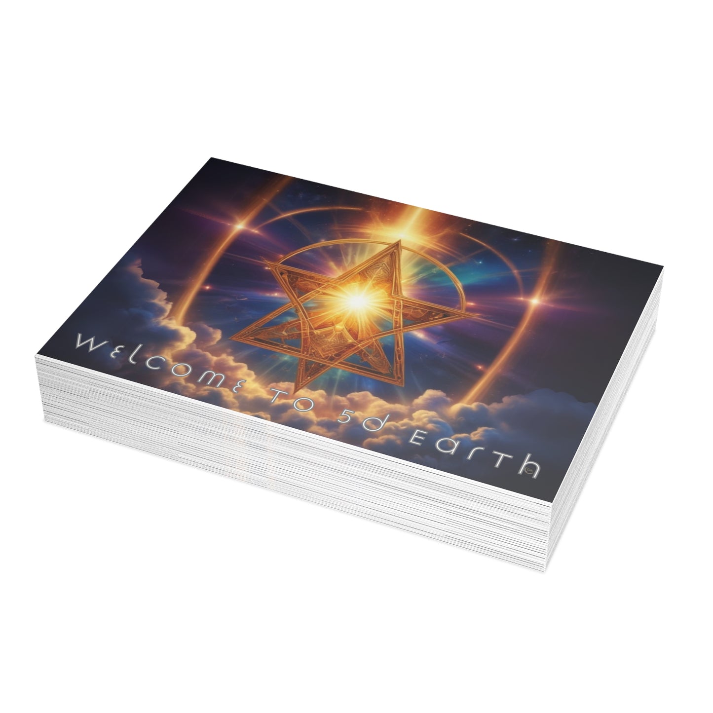 Greeting Cards (10, 30, & 50, 5" x 7" Double Coated), Earth 5D, Merkaba Art, Earth Chakra, Golden Age, Ascension, Digital Art, Christmas, Holiday Earth Day, Rumi Sufi Mystic Inspirational Poetry Quotes, Gift for Him or Her, by Divine Arts